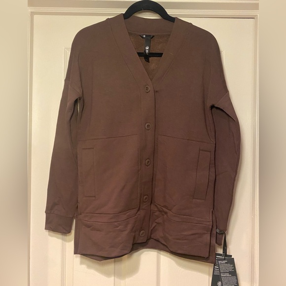 NWT MPG Women’s Serenity Split Hem Fleece‎ Cardigan Athleisure Loungewear - Picture 1 of 5
